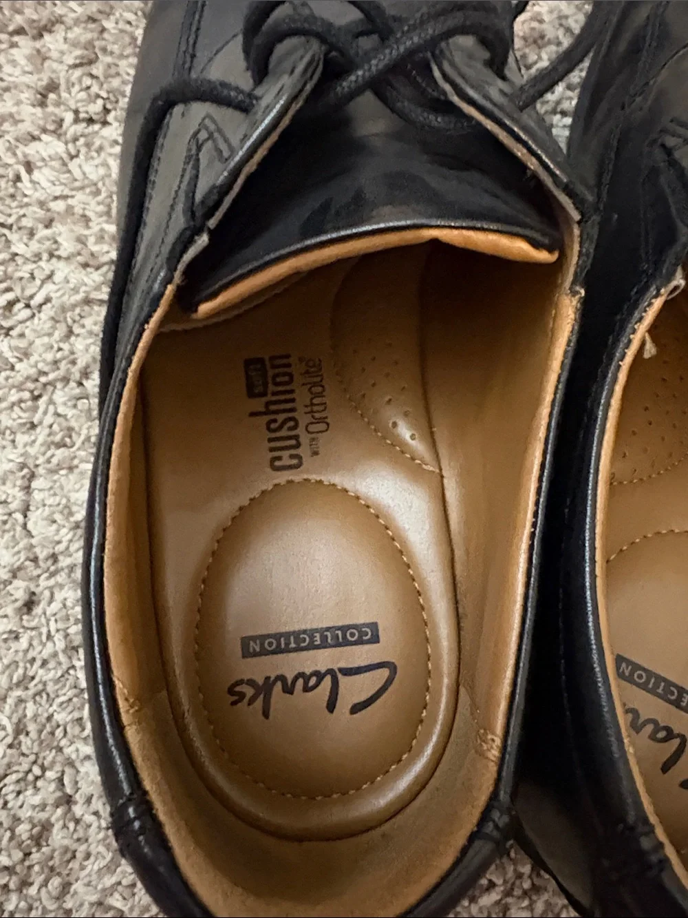 Clarks Black Leather Lace-Up Oxford Shoes